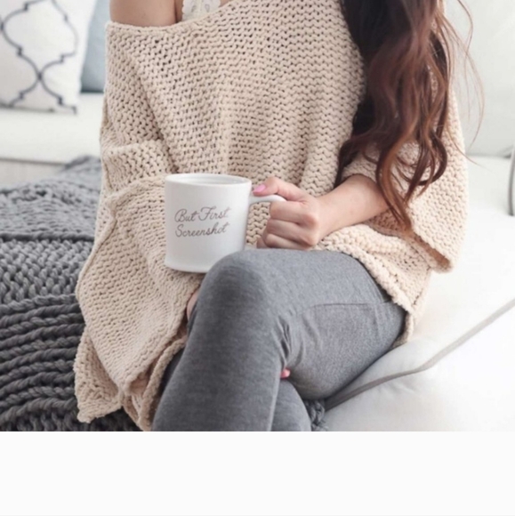 🆕 Free People Halo Pullover Sweater Sand Chunky Knit Size L - Picture 5 of 11